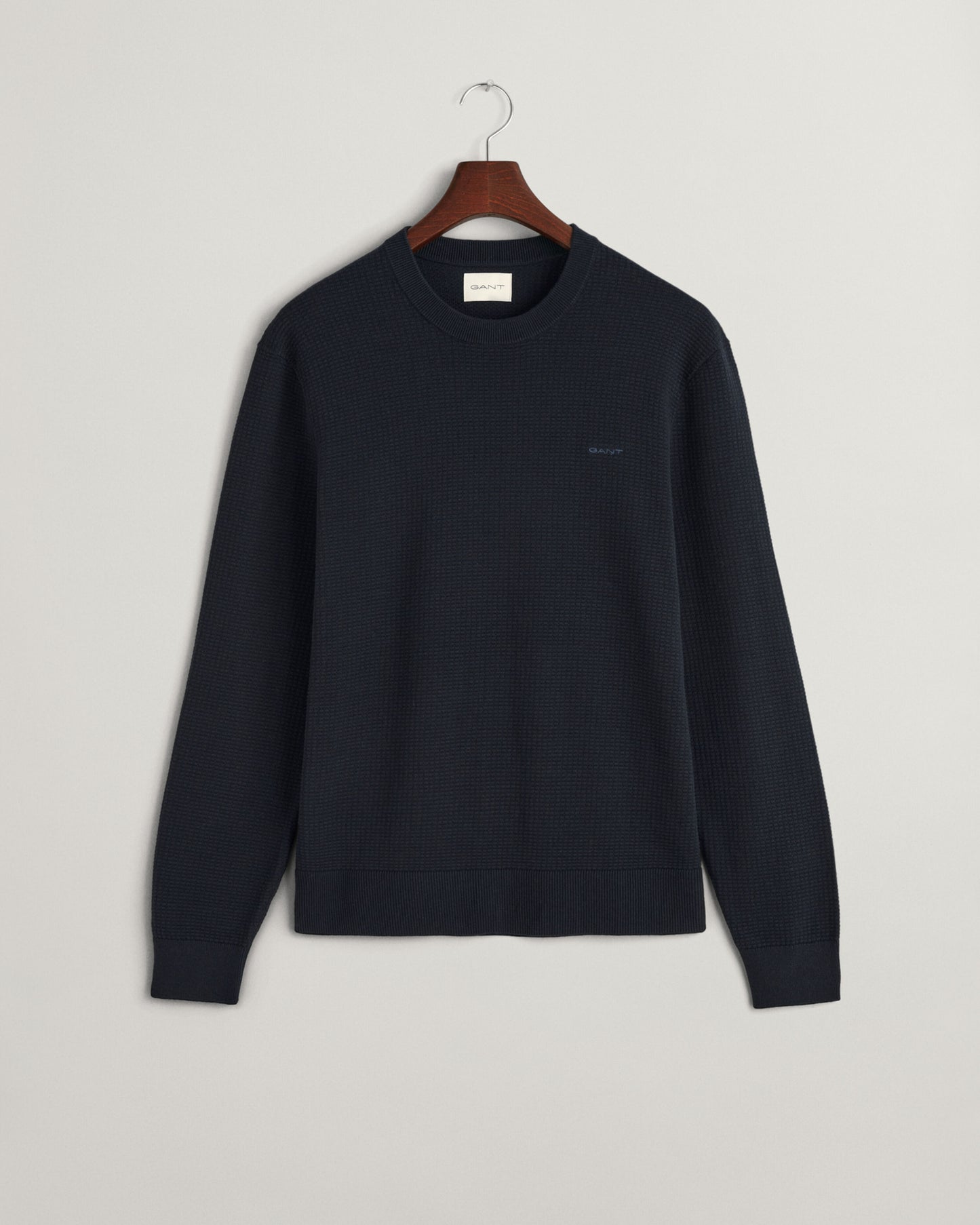 GANT TEXTURED COTTON ROUND NECK KNIT